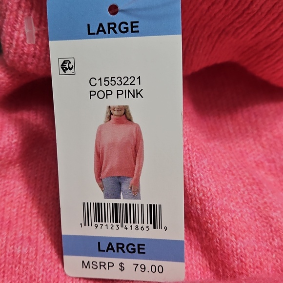 Vince Camuto Pop Pink Turtleneck Sweater - Picture 3 of 7